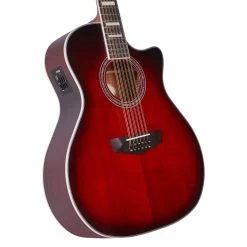 D'Angelico Premier Fulton 12-String Acoustic Electric Guitar, Ovangkol Fretboard, Trans Black Cherry Burst -Musical Instrument Shop dan 680196090605 5