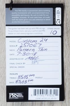 PRS Paul Reed Smith Custom 24 Guitar, Gray Black Smokeburst Wrap, Pattern Thin Neck -Musical Instrument Shop dsc00061 2