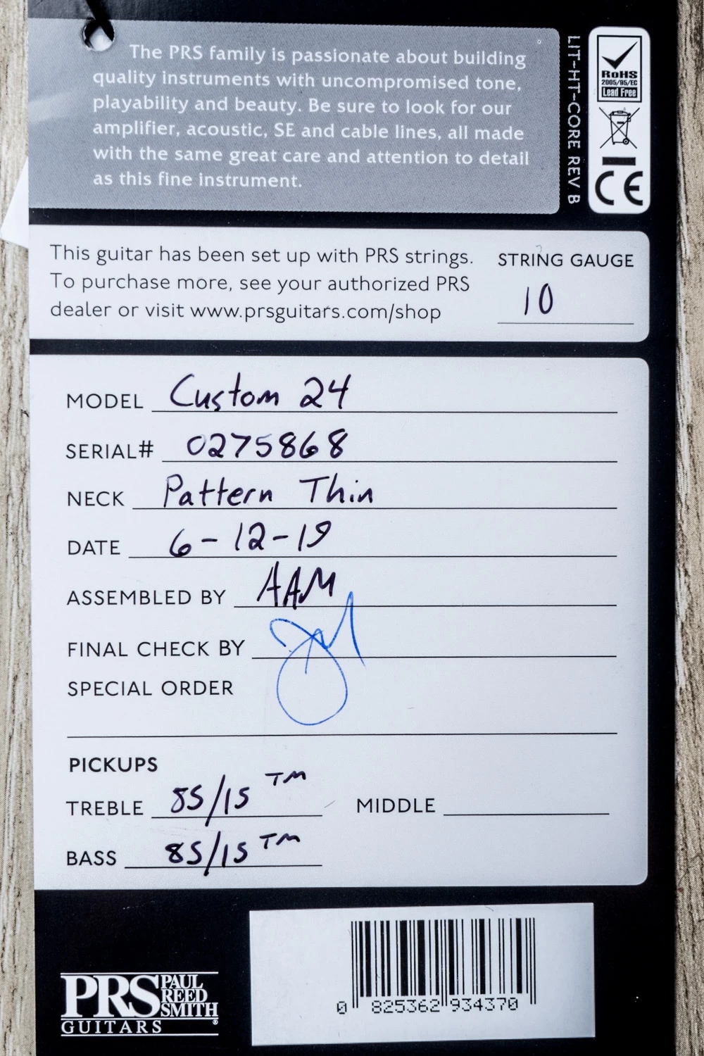 PRS Paul Reed Smith Custom 24 Guitar, Whale Blue, Flame Maple, Rosewood, Pattern Thin 14 PRS Paul Reed Smith Custom 24 Guitar, Whale Blue, Flame Maple, Rosewood, Pattern Thin - Image 12