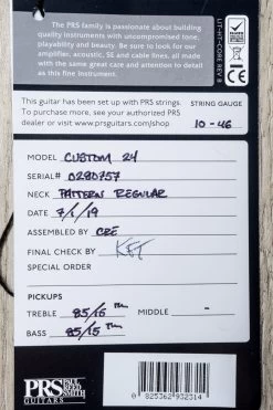 PRS Paul Reed Smith Custom 24 Guitar, Blue Matteo Smokeburst, Flame Maple, Rosewood, Pattern Regular 23 PRS Paul Reed Smith Custom 24 Guitar, Blue Matteo Smokeburst, Flame Maple, Rosewood, Pattern Regular -Musical Instrument Shop dsc00643 2