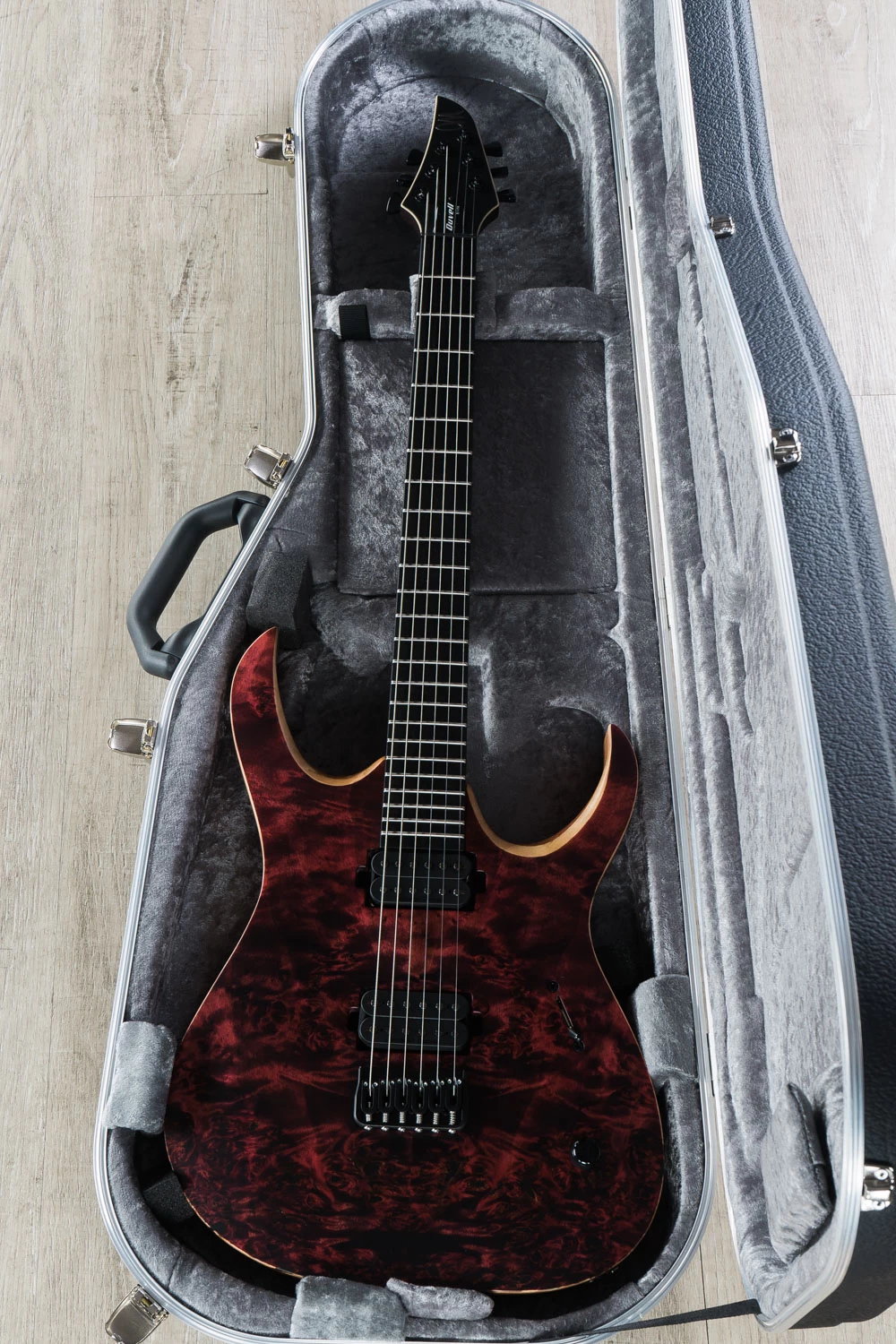 Mayones Duvell Elite 6 Guitar, Transparent Red Satin, Eye Poplar Top, Ebony Fretboard, Duncan Pickups 10 Mayones Duvell Elite 6 Guitar, Transparent Red Satin, Eye Poplar Top, Ebony Fretboard, Duncan Pickups - Image 8