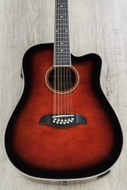 Oscar Schmidt OD312CE 12-String Dreadnought Acoustic-Electric Guitar - Black Cherry