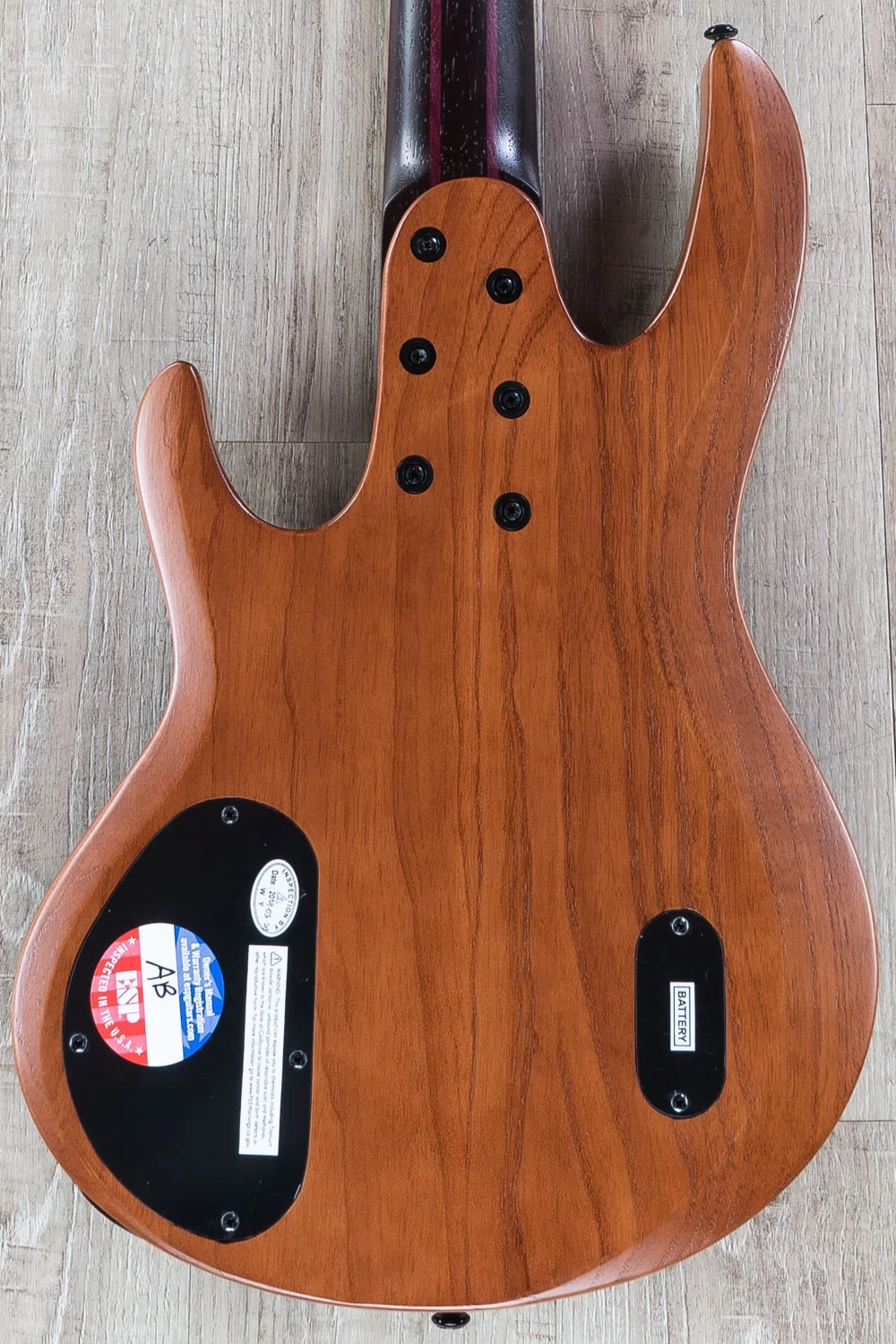 ESP LTD B-1005 5-String Bass Guitar, Pau Ferro Fingerboard, Bocote Top, Natural Satin 8 ESP LTD B-1005 5-String Bass Guitar, Pau Ferro Fingerboard, Bocote Top, Natural Satin - Image 6