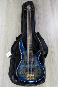 Ibanez SR2605E CBB Premium 5-String Bass, Cerulean Blue Burst, Poplar Burl Top, Nordstrand Pickups -Musical Instrument Shop dsc04241