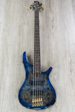 Ibanez SR2605E CBB Premium 5-String Bass, Cerulean Blue Burst, Poplar Burl Top, Nordstrand Pickups -Musical Instrument Shop dsc04242