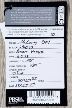 PRS Paul Reed Smith McCarty 594 Guitar, 10-Top, Faded Whale Blue, Stained Flame Maple Neck, Pattern Vintage -Musical Instrument Shop dsc04536