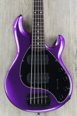 Ernie Ball Music Man StingRay 5 HH 5-String Bass, Firemist Purple W/Matching Headstock, Rosewood Fretboard