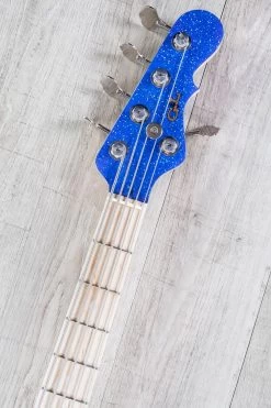 G&L USA JB-5 5-String Red White And Blue Bass, Red Flake Body, Blue Flake Headstock, Maple Board, Only 8.5 Lbs. -Musical Instrument Shop dsc05483