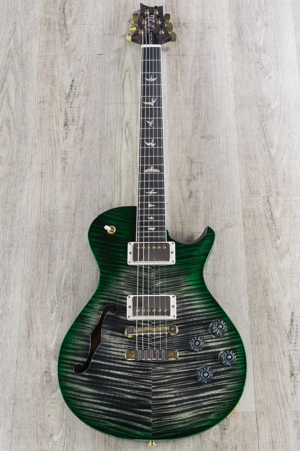 PRS Paul Reed Smith McCarty Singlecut 594 Semi-Hollow 10-Top Guitar, Charcoal Emerald Burst Wrap, Flame Maple, Rosewood 6 PRS Paul Reed Smith McCarty Singlecut 594 Semi-Hollow 10-Top Guitar, Charcoal Emerald Burst Wrap, Flame Maple, Rosewood - Image 4