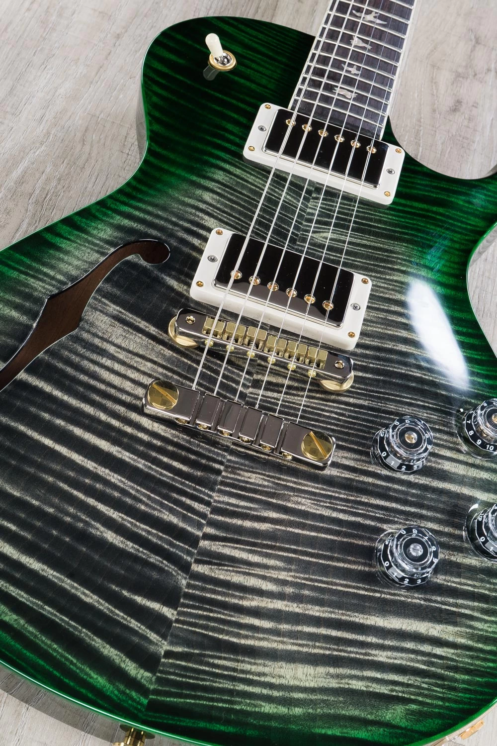 PRS Paul Reed Smith McCarty Singlecut 594 Semi-Hollow 10-Top Guitar, Charcoal Emerald Burst Wrap, Flame Maple, Rosewood 5 PRS Paul Reed Smith McCarty Singlecut 594 Semi-Hollow 10-Top Guitar, Charcoal Emerald Burst Wrap, Flame Maple, Rosewood - Image 3