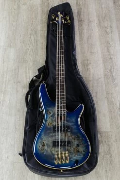 Ibanez SR2600E CBB Premium 4-String Electric Bass, Poplar Burl Top - Cerulean Blue Burst -Musical Instrument Shop dsc08253