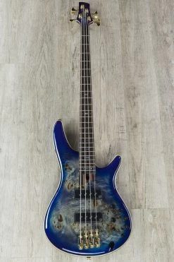 Ibanez SR2600E CBB Premium 4-String Electric Bass, Poplar Burl Top - Cerulean Blue Burst -Musical Instrument Shop dsc08254