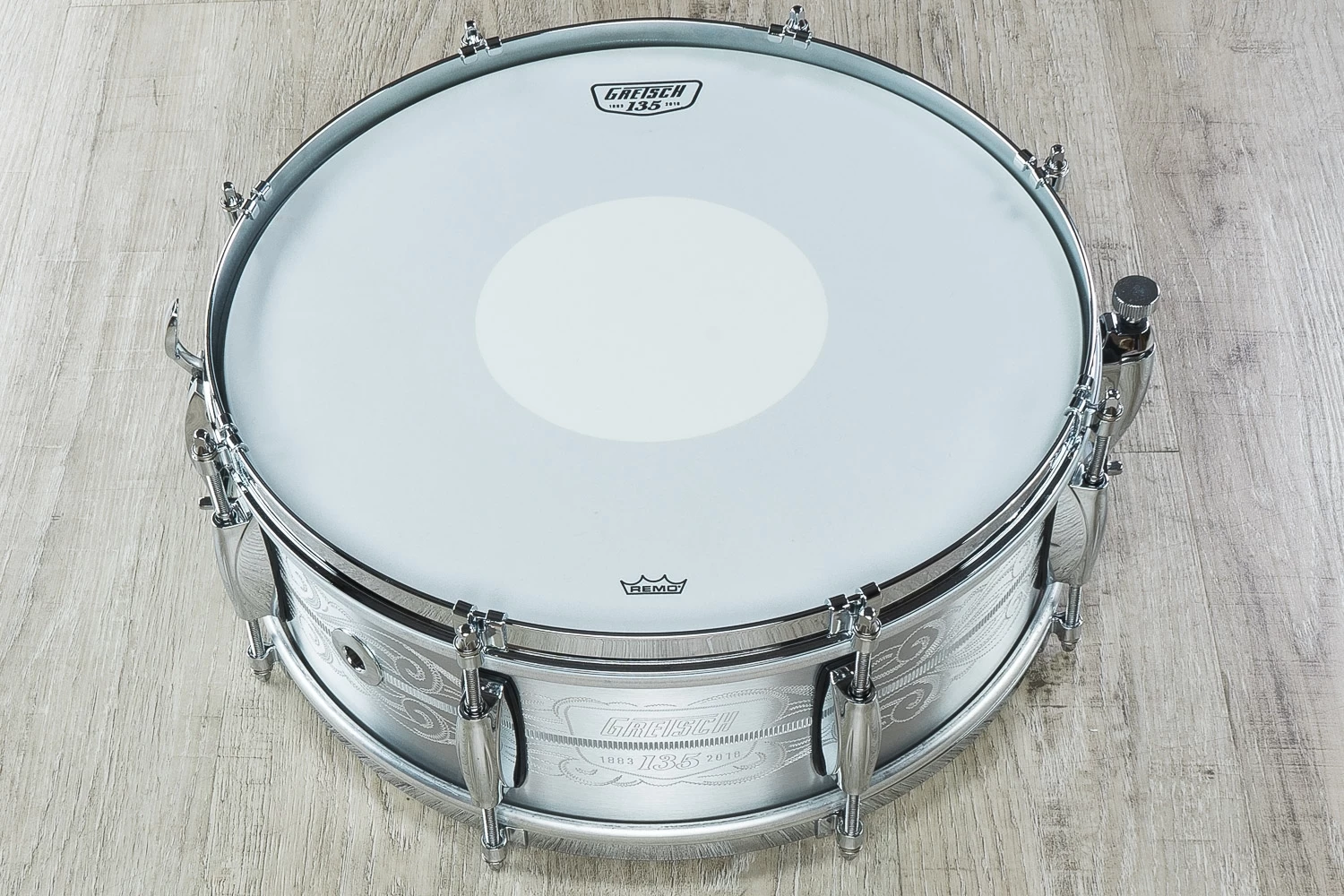 Gretsch 135th Anniversary Aluminum Snare Drum With Carry Bag - 5"x14" (S/N: A135-1042) 3 Gretsch 135th Anniversary Aluminum Snare Drum With Carry Bag - 5"x14" (S/N: A135-1042)