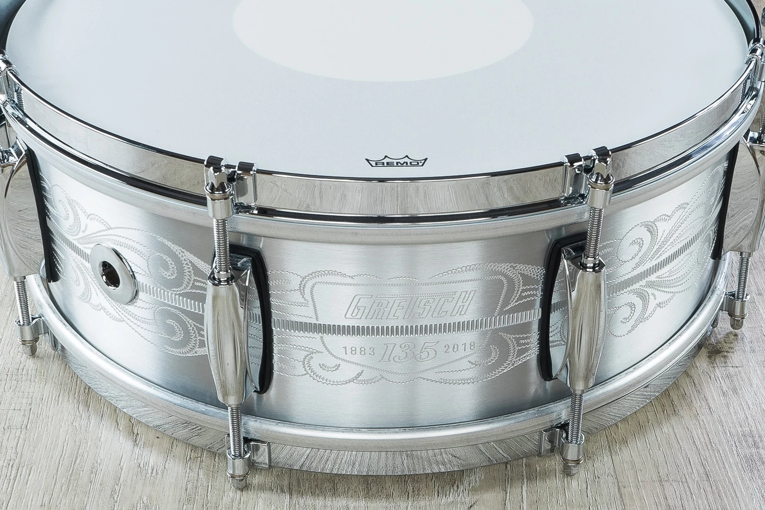 Gretsch 135th Anniversary Aluminum Snare Drum With Carry Bag - 5"x14" (S/N: A135-1042) 12 Gretsch 135th Anniversary Aluminum Snare Drum With Carry Bag - 5"x14" (S/N: A135-1042) - Image 10