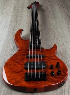 ESP LTD BB-1005 Fretless 5-String Bass Autographed By Bunny Brunel, Burnt Orange, Aguilar Electronics, Ebony Board -Musical Instrument Shop img 0006