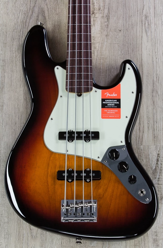 Fender American Professional Fretless Jazz Bass, 3-Tone Sunburst, Rosewood Board - 0194100700 3 Fender American Professional Fretless Jazz Bass, 3-Tone Sunburst, Rosewood Board - 0194100700
