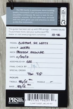 2017 PRS Paul Reed Smith Custom 24 10-Top Left-Handed Guitar, Charcoal Burst, Stained Flame Maple Neck, Ebony Fretboard - 247391 -Musical Instrument Shop img 2034 1