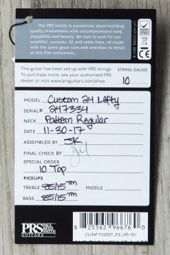 2017 PRS Paul Reed Smith Custom 24 10-Top Left-Handed Guitar, Red Tiger, Flame Maple Neck, Ebony Fretboard - 247334 -Musical Instrument Shop img 2063 1