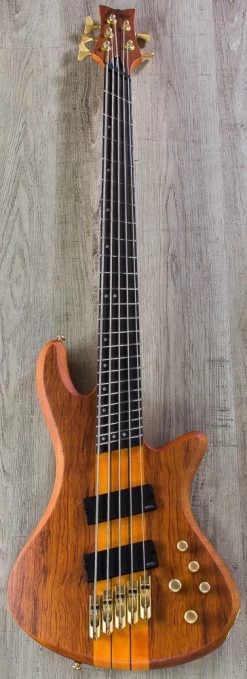 Schecter Research 5-String Stiletto Studio Bass Fanned Fret, Honey Satin -Musical Instrument Shop img 2815