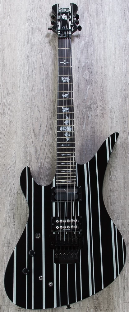 Schecter Synyster Gates Custom-S Left-Handed Guitar, Gloss Black And Silver, Sustainiac 4 Schecter Synyster Gates Custom-S Left-Handed Guitar, Gloss Black And Silver, Sustainiac - Image 2