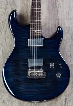Ernie Ball Music Man Luke III BFR HH Guitar, Flame Maple Reserve Top, Blueberry Burst, Flame Maple Neck
