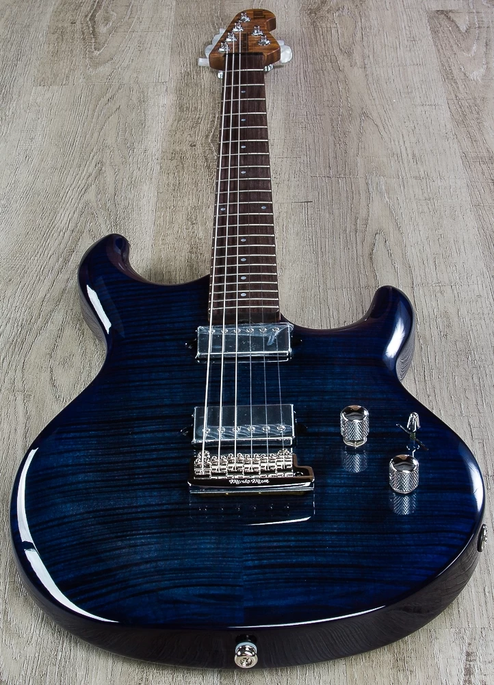 Ernie Ball Music Man Luke III BFR HH Guitar, Flame Maple Reserve Top, Blueberry Burst, Flame Maple Neck 6 Ernie Ball Music Man Luke III BFR HH Guitar, Flame Maple Reserve Top, Blueberry Burst, Flame Maple Neck - Image 4