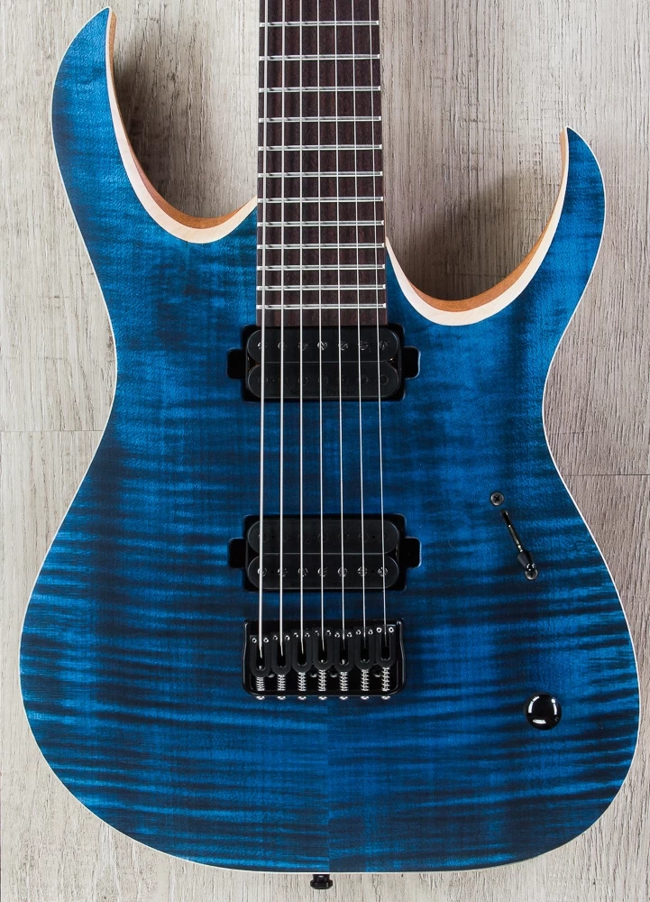 Mayones Duvell 7 Standard 7-String Guitar, Transparent Blue, Flame Maple Top, Rosewood Board, Duncan Pickups 3 Mayones Duvell 7 Standard 7-String Guitar, Transparent Blue, Flame Maple Top, Rosewood Board, Duncan Pickups