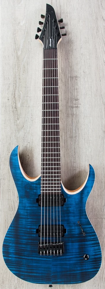 Mayones Duvell 7 Standard 7-String Guitar, Transparent Blue, Flame Maple Top, Rosewood Board, Duncan Pickups 4 Mayones Duvell 7 Standard 7-String Guitar, Transparent Blue, Flame Maple Top, Rosewood Board, Duncan Pickups - Image 2