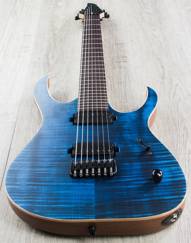 Mayones Duvell 7 Standard 7-String Guitar, Transparent Blue, Flame Maple Top, Rosewood Board, Duncan Pickups 5 Mayones Duvell 7 Standard 7-String Guitar, Transparent Blue, Flame Maple Top, Rosewood Board, Duncan Pickups - Image 3