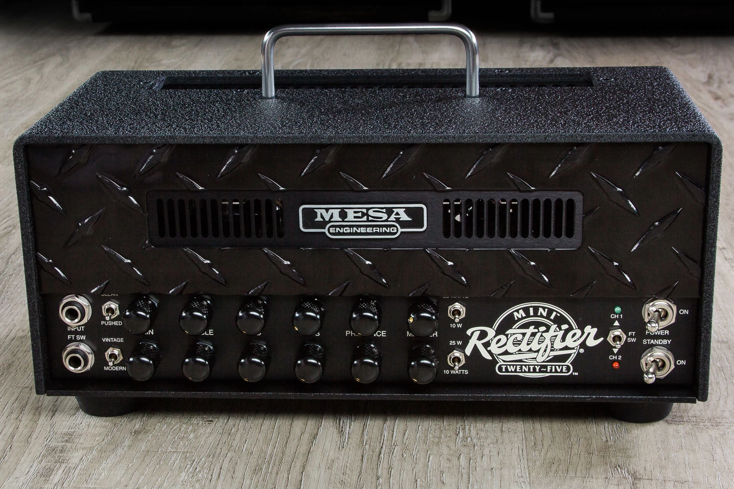 Mesa/Boogie Mini Rectifier Twenty-Five Compact Amp Head - Black Diamond Plate, Blue LED 4 Mesa/Boogie Mini Rectifier Twenty-Five Compact Amp Head - Black Diamond Plate, Blue LED - Image 2