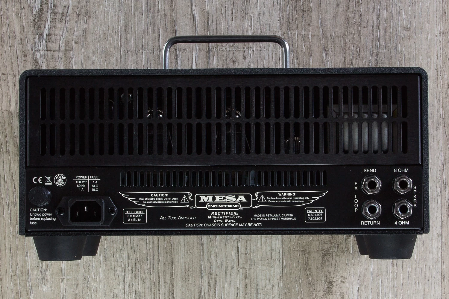 Mesa/Boogie Mini Rectifier Twenty-Five Compact Amp Head - Black Diamond Plate, Blue LED 6 Mesa/Boogie Mini Rectifier Twenty-Five Compact Amp Head - Black Diamond Plate, Blue LED - Image 4