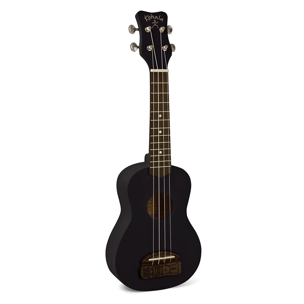 Kohala KT-SBK Soprano Ukulele With Tiki Bridge - Satin Black Finish 3 Kohala KT-SBK Soprano Ukulele With Tiki Bridge - Satin Black Finish