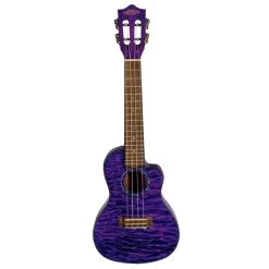 Lanikai QM-PUCEC Acoustic Electric Concert Uke Ukelele, Quilt Maple, Purple Stain