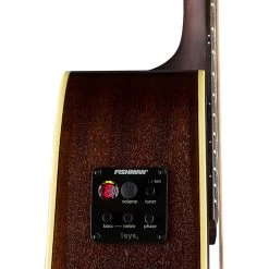 Luna Guitars Art Vintage Dreadnought Acoustic Electric Cutaway Guitar Solid Top, Distressed Vintage Brownburst -Musical Instrument Shop luna art vdce 12 3