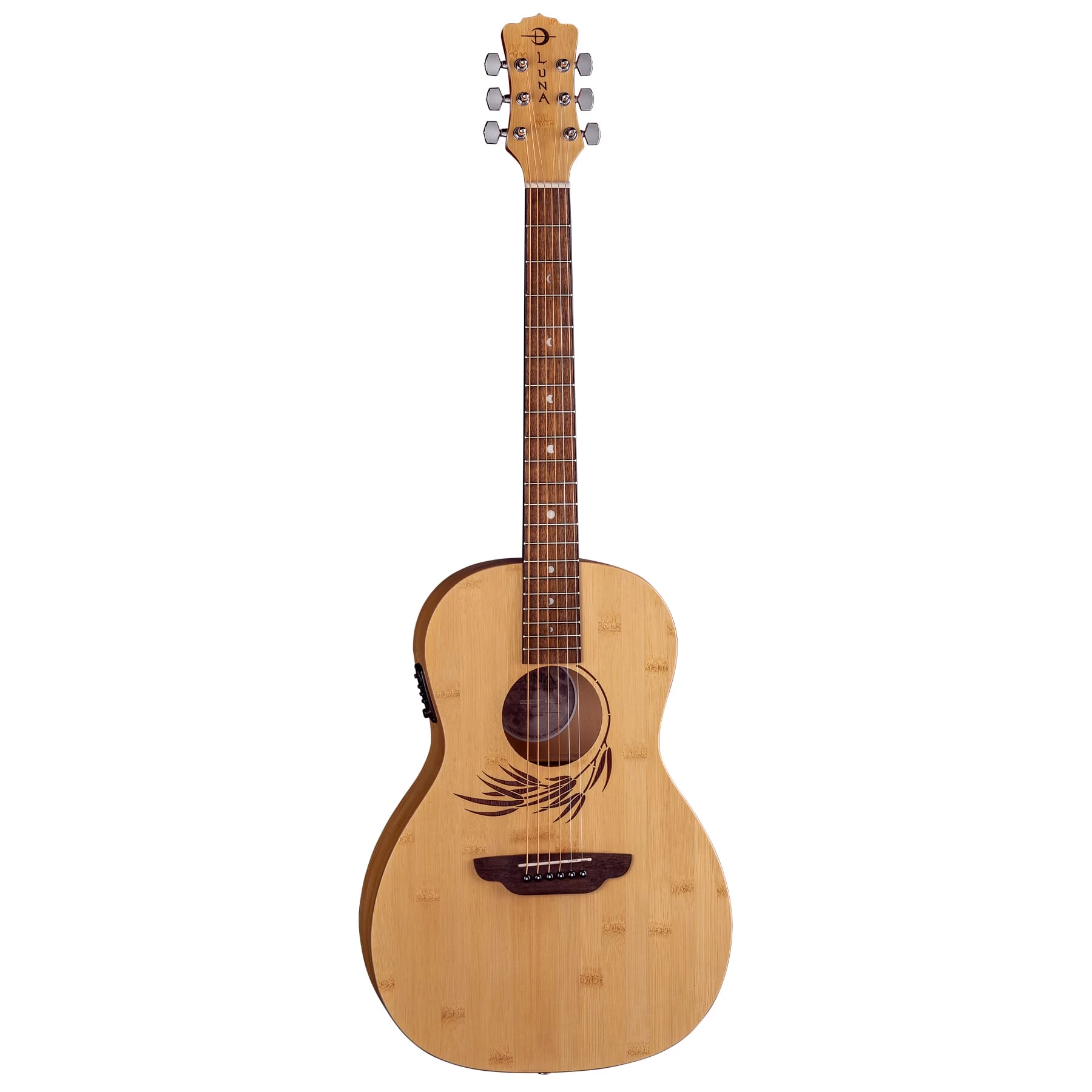 Luna Bamboo Parlor A/E Acoustic Electric Guitar, Pau Ferro Fretboard, Bamboo Top 3 Luna Bamboo Parlor A/E Acoustic Electric Guitar, Pau Ferro Fretboard, Bamboo Top