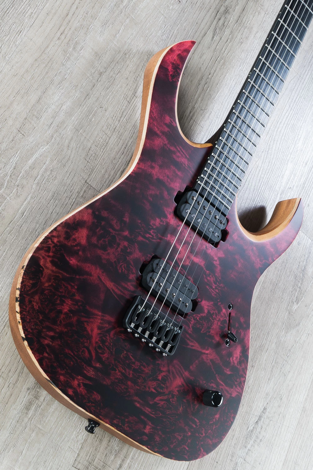 Mayones Duvell Elite 6 Guitar, Transparent Red Satin, Eye Poplar Top, Ebony Fretboard, Duncan Pickups 4 Mayones Duvell Elite 6 Guitar, Transparent Red Satin, Eye Poplar Top, Ebony Fretboard, Duncan Pickups - Image 2