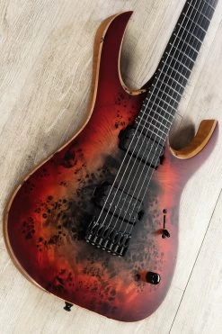 Mayones Duvell Elite 7 7-String Guitar, Supernova Red Burst, Eye Poplar Top, Ebony Board -Musical Instrument Shop may duvel7 tnf br