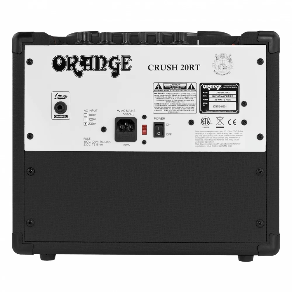 Orange Amps Crush 20RT Guitar Combo Amplifier With Reverb Tuner, 20-Watt 2-Channel 1x8" - Black 8 Orange Amps Crush 20RT Guitar Combo Amplifier With Reverb Tuner, 20-Watt 2-Channel 1x8" - Black - Image 6