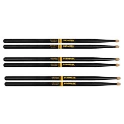3 Pairs Of ProMark R5BAG Rebound Balance 5B Drumsticks, ActiveGrip, Acorn Wood Tip