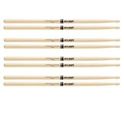 Pro-Mark Hickory 5B Wood Tip Drum Sticks TX5BW - 4 Pairs Lacquer Finish