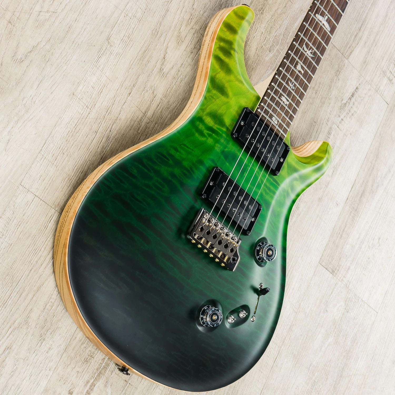 PRS Paul Reed Smith Wood Library Custom 24-08 Guitar, Satin Green Fade, Quilt Top, Flame Maple Neck, Ziricote Board, Swamp Ash Back 4 PRS Paul Reed Smith Wood Library Custom 24-08 Guitar, Satin Green Fade, Quilt Top, Flame Maple Neck, Ziricote Board, Swamp Ash Back - Image 2