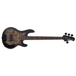 Sterling By Music Man StingRay Ray34 Bass Guitar, Poplar Burl Top, Trans Black Satin
