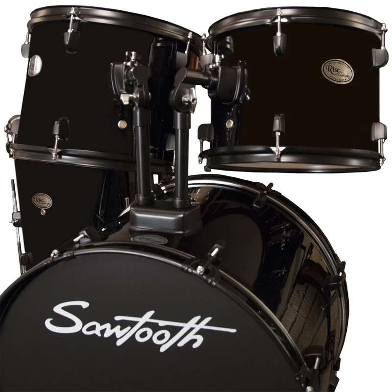 Sawtooth ST-RISE-DS-BLK Full Size Student Drum Set W/ Hardware & Cymbals, Pitch Black 5 Sawtooth ST-RISE-DS-BLK Full Size Student Drum Set W/ Hardware & Cymbals, Pitch Black - Image 3