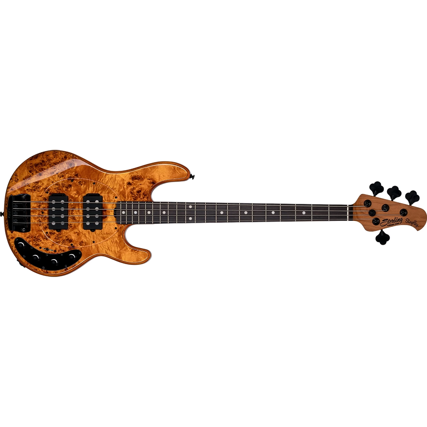 Sterling By Music Man StingRay Ray34HH Bass, Rosewood Fretboard, Poplar Burl Top, Amber 3 Sterling By Music Man StingRay Ray34HH Bass, Rosewood Fretboard, Poplar Burl Top, Amber
