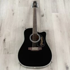 Takamine EF381 DX Acoustic Electric 12-String Guitar, Rosewood Fretboard, Black -Musical Instrument Shop tkmne ef381dx 1 3 1