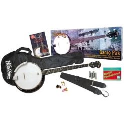 Washburn B8 Banjo Pack With Gig Bag, Pitch Pipe, Finger Picks, Strap, & Instructional Book 8 Washburn B8 Banjo Pack With Gig Bag, Pitch Pipe, Finger Picks, Strap, & Instructional Book -Musical Instrument Shop wash b8k 1
