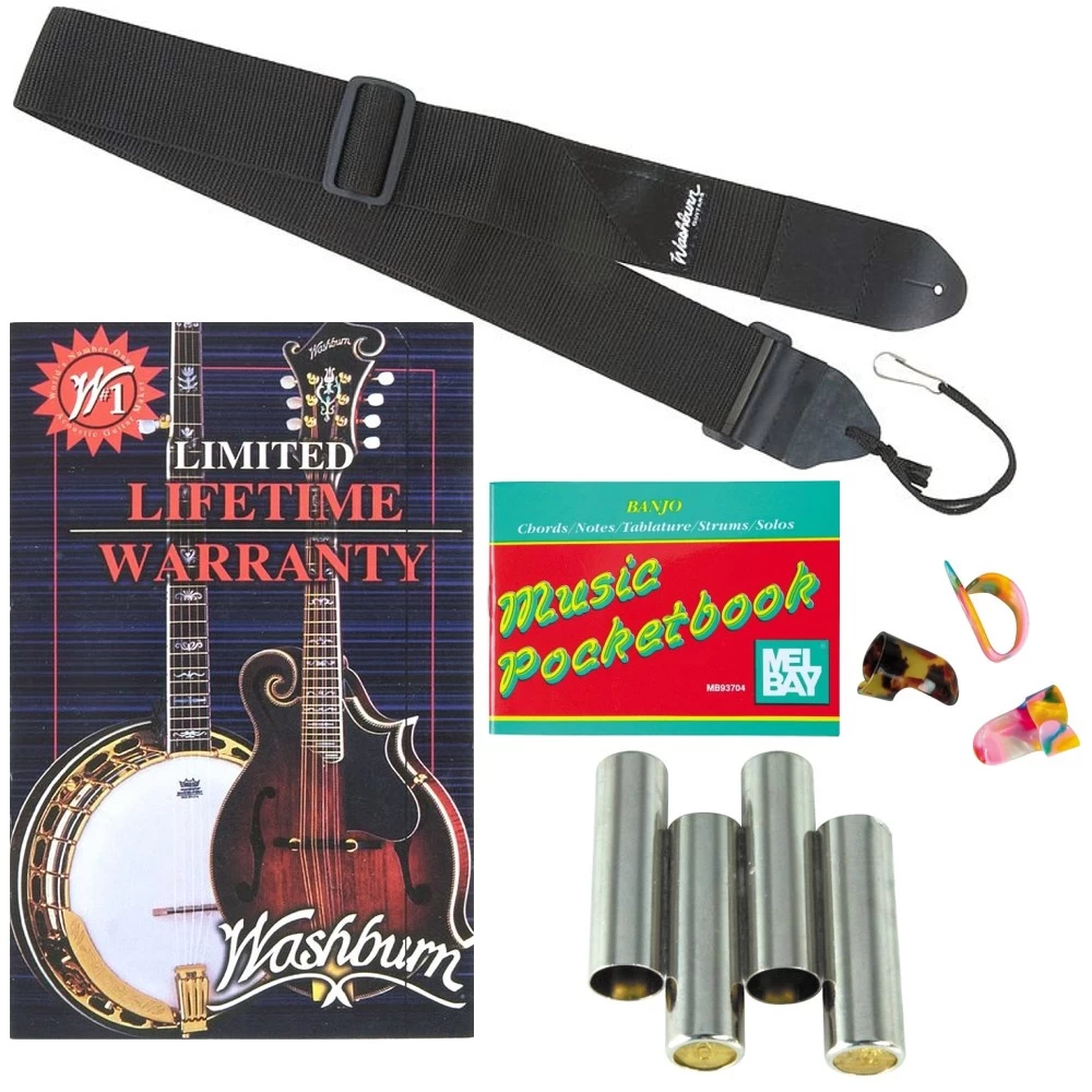 Washburn B8 Banjo Pack With Gig Bag, Pitch Pipe, Finger Picks, Strap, & Instructional Book 6 Washburn B8 Banjo Pack With Gig Bag, Pitch Pipe, Finger Picks, Strap, & Instructional Book - Image 4
