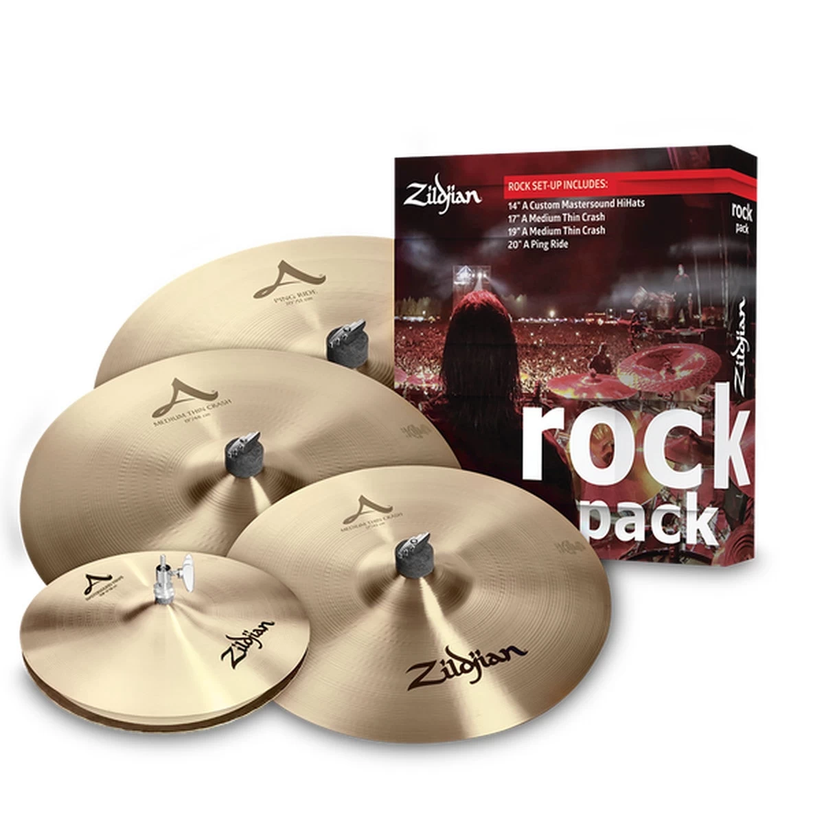 Zildjian A0801R A Zildjian 5-Piece Rock Cymbal Pack, 14/17/19/20 3 Zildjian A0801R A Zildjian 5-Piece Rock Cymbal Pack, 14/17/19/20
